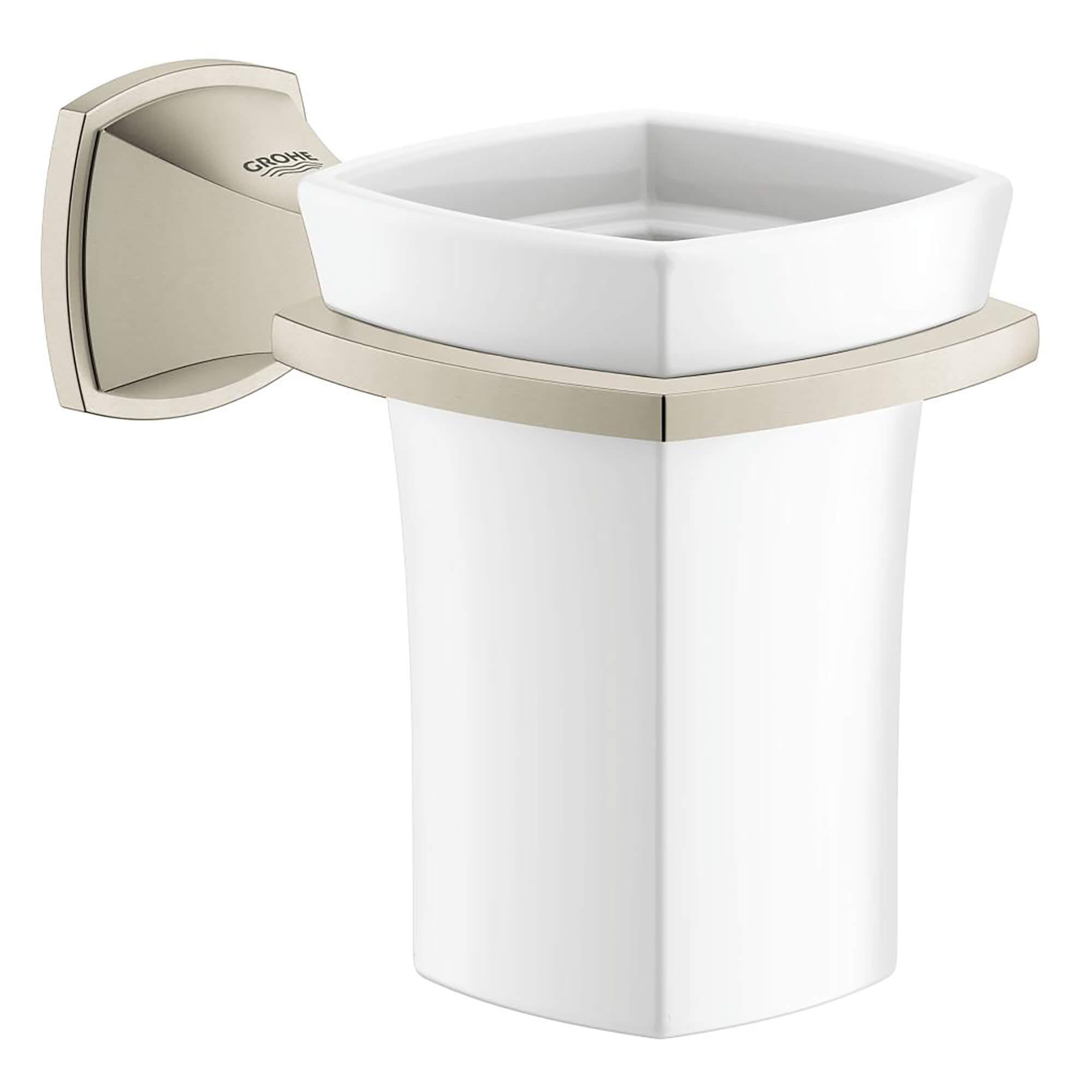 Ceramic Tumbler with Holder GROHE BRUSHED NICKEL